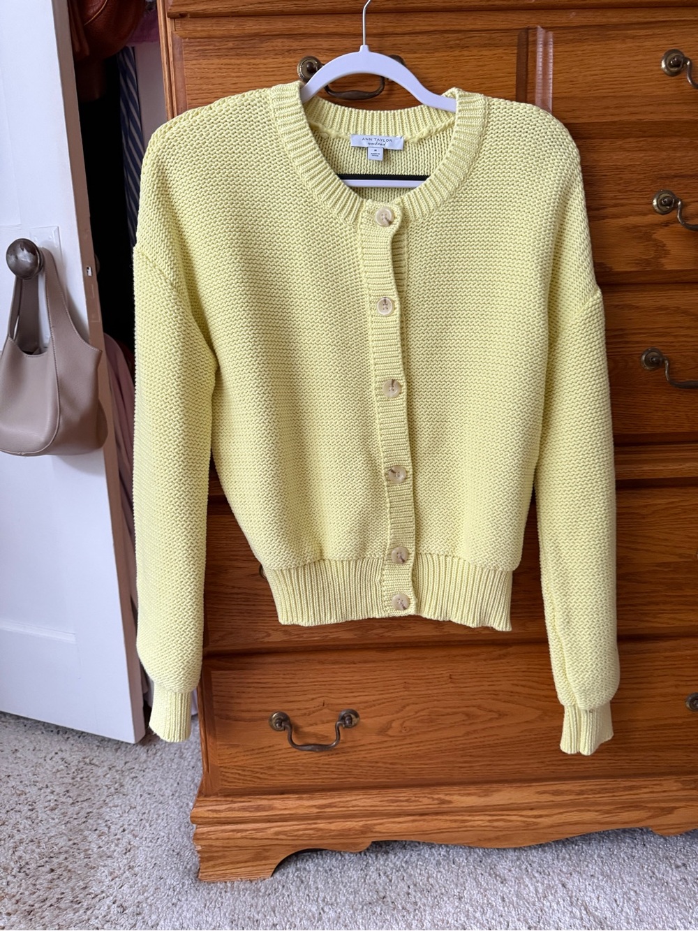 Ann Taylor Weekend Golden Yellow Knit Button-Up Cardigan Sweater